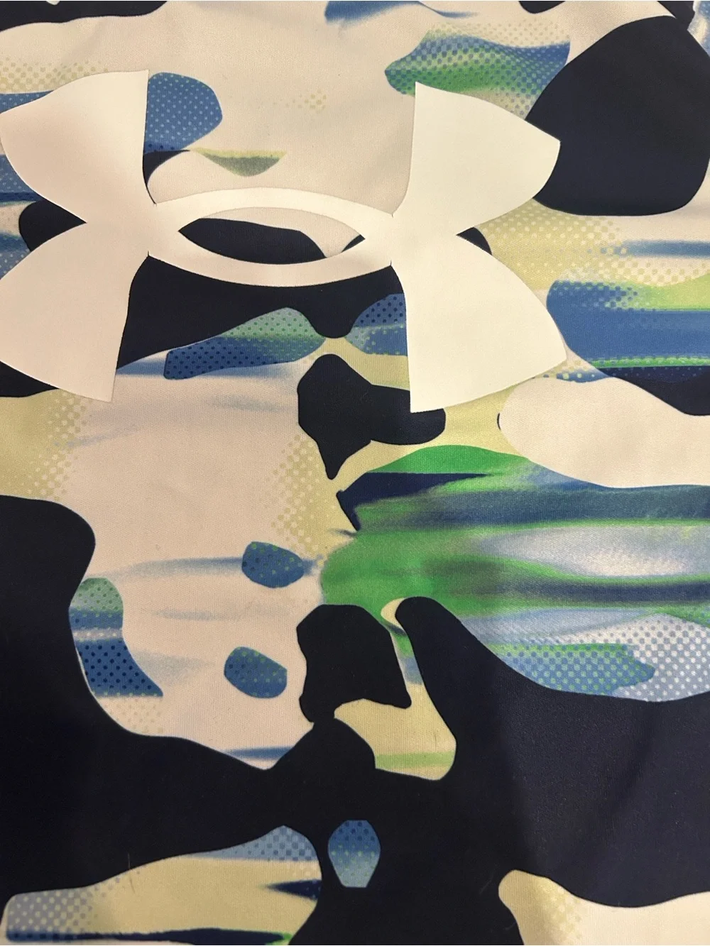 Under Armour White Logo Blue & Green Camo DryFit Tee